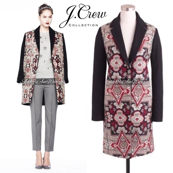J.Crew Collection wool topcoat in silk floral tapestry print *Shop@iAmWarrior - Picture 1 of 14